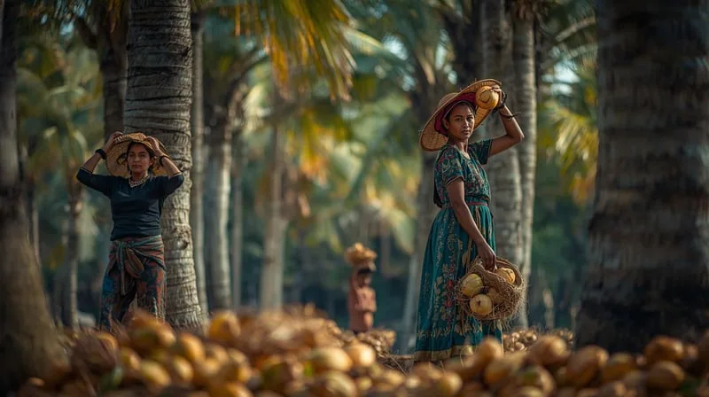 Fresh coconut harvesting process